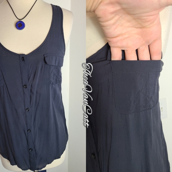 OLD NAVY ! button down front 2 pockets sleeveless tank top Blouse y2k vintage XS - Picture 2 of 4